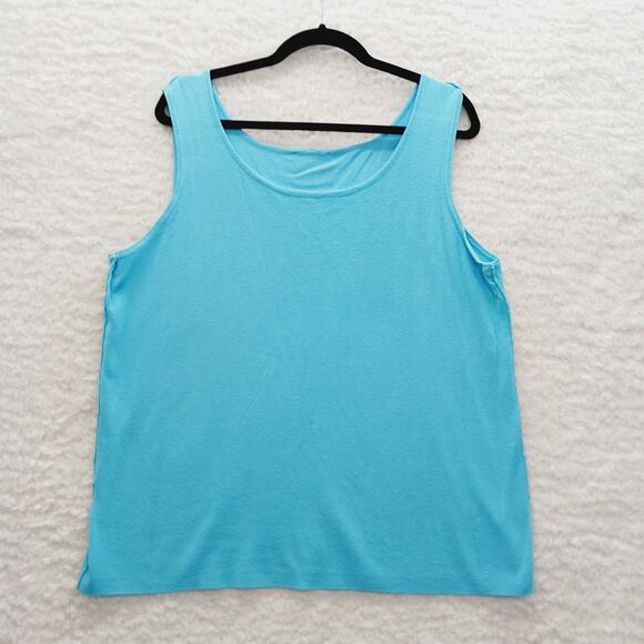 Tank Top Size 1X Aqua Luxury Feel Soft Girl Casual Chic Vacation Ribbed Travel - Picture 7 of 10